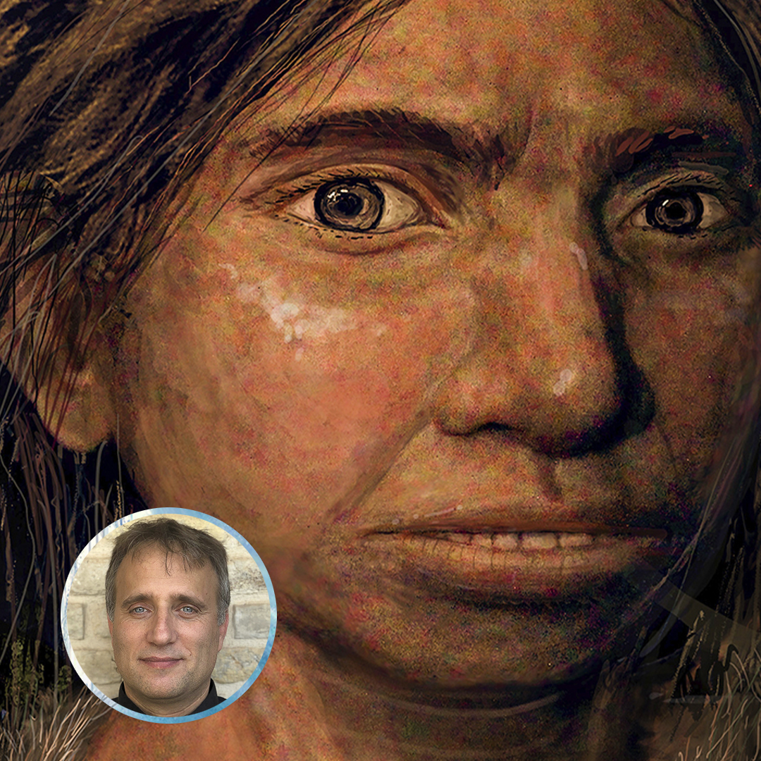 Attached, photo of Hebrew U’s Prof. Liran Carmel and Maayan Harel’s rendering of a young female Denisovan. Credit: Hebrew University
